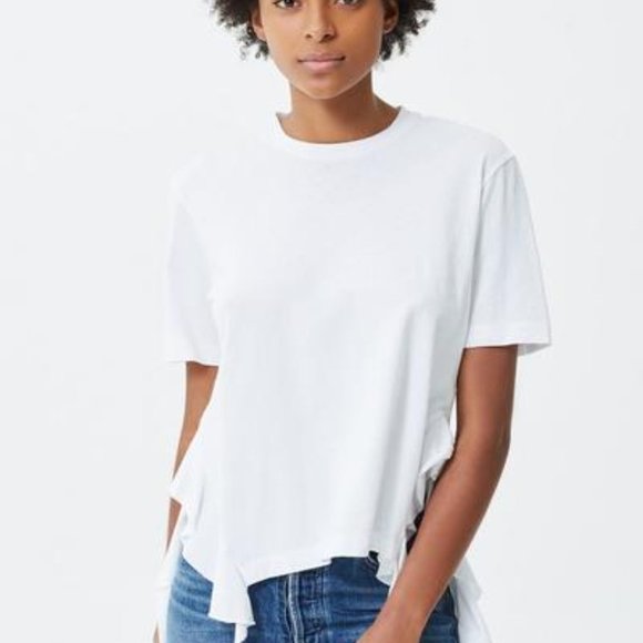 CITIZENS OF HUMANITY FREJA SIDE  RUFFLE TEE White - Picture 2 of 2